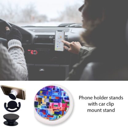 Fashion design pop up mobile phone grip holder smart phone bracket, Phone Stand & Grip with popclip car mount flowers pasley - Image 3