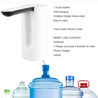 Foldable Water Dispenser, Portable Water Bottle Pump USB Charging Electric Automatic Drinking Pump, Portable Drinking Dispenser Pump for Home Kitchen Living Room Office Camping - Image 6