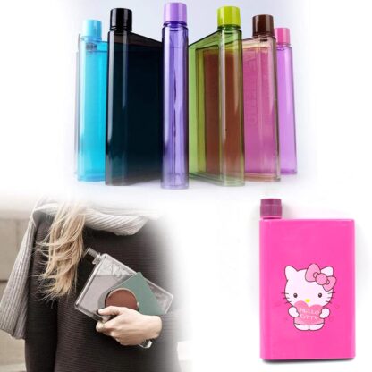 Kitchen Storage A5 size Flat Portable NoteBook Shape Water Bottle With a Cartoon Character Design-Hello Kitty - For School Outdoors and Sports Return Gift/Birthday Gift (1 Pc 420ML) - Image 6