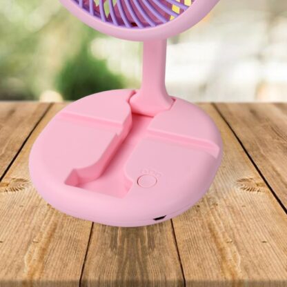 USB Rechargeable Portable Fan With LED Light Heavy Duty & Foldable Fan With Charging Port Home, Outdoor, Temple - Image 5