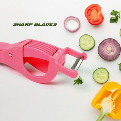 Plastic 2 in 1 Vegetable & Fruit Multi Cutter 5 Blade Vegetable Cutter with Peeler (1 Pc / Multicolor) - Image 6