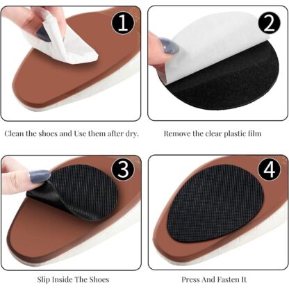 Non-Slip Shoe Pads, Rubber Shoe Sole Protector Pads, Self-Adhesive Shoe Grips Pads Stickers Non Skid for Ladies Shoes, High Heels, Boots - Image 5