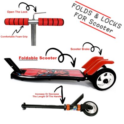 Basic Kids Ride On Leg Push Scooter for Boys and Girls (4 - 8 Years Old Kids) Foldable Scooter Cycle with Height Adjustment for Boys and Girls Multicolor (1 Pc / 3 Wheel)  - Image 5