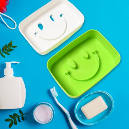 Portable Travel Home Box Cute Cartoons Smile Face Container Draining Holder Soap Dish - Image 5