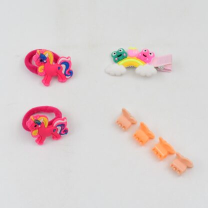 Cute Cartoon Plush Hairpin Set (7 Pcs Set / Mix Colour) - Image 6