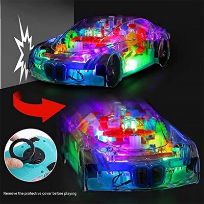 Automatic 360 Degree Rotating Transparent Gear Concept Car with Musical and 3D Flashing Lights Toy for Kids Boys & Girls (Multicolor / Battery Not Included) - Image 5