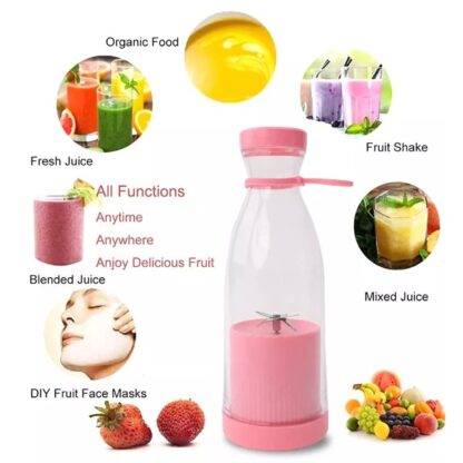 BLENDER PORTABLE JUICER FOR SMOOTHIE , JUICE , VEGETABLE SHAKES WITH 6 BLADES WIRELESS CHARGING MINI PERSONAL SIZE MIXER BOTTLE GRINDER, 420 ML MULTICOLOR - Image 3