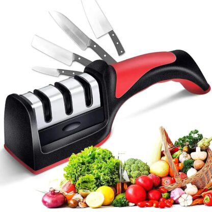 Manual Knife Sharpener 3 Stage Sharpening Tool for Ceramic Knife and Steel Knives (1 Pc) - Image 5