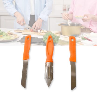 3in1 Multipurpose Stainless Steel Classic Kitchen Knife Set of 3 for Fruits and Vegetable Chopping / Cutting / Peeling, Kitchen Knife / Vegetable Peeler / Plain Knife - Image 6