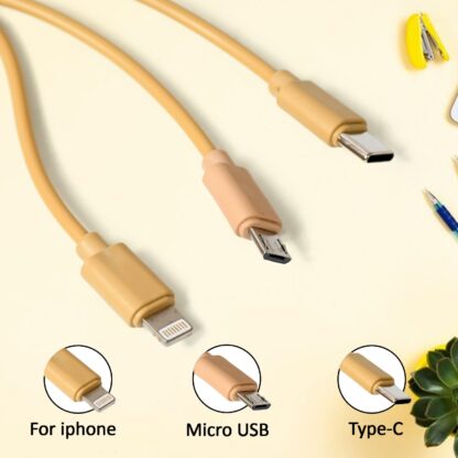 Retractable Charger Charging Cable, Micro USB Cable, 3 in 1, Multi Charging Cable, Compatible with Phone / Type C / Micro Android USB and Other Mobile Devices (1 Pc) - Image 3