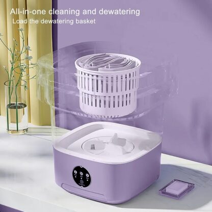 Mini washing machine with foldable design and drain basket