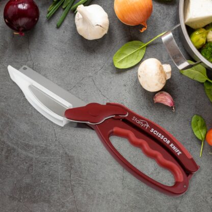 2 in 1 Kitchen Knife Scissor with Spring Locking Hinge and Chopping Board (1 Pc) - Image 5