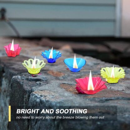 Colourful Reflection Diya Combo Plastic Candle Cup with Multi Shape (12 Pcs Set) - Image 7