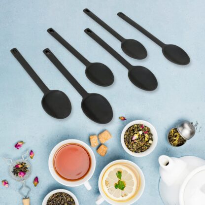 Multipurpose Silicone Spoon, Silicone Basting Spoon Non-Stick Kitchen Utensils Household Gadgets Heat-Resistant Non Stick Spoons Kitchen Cookware Items For Cooking and Baking (6 Pcs Set) - Image 5