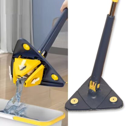 Rotatable Adjustable Triangle Cleaning Mop Triangle Mop with Stainless Steel Long Handle Push-Pull Squeezing Cleaning Mop Dry & Wet Mop for Floor Windows (1 Pc) - Image 4