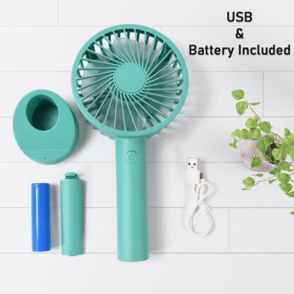 Portable Handheld Fan With 3 Speeds Battery Operated Fan Rechargeable Multi Colors As Base Phone Holder Fan (Battery Included) - Image 8