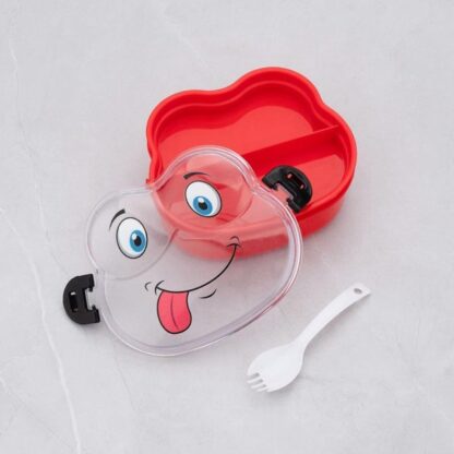 Double Layer Froggy Shape Lunch Box with Spoon (1 Pc / Mix Color) - Image 6