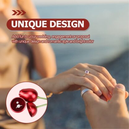 Plastic Red Rose Couple Rings Box-Fancy Rings Box (No Rings Included / 1 pc) - Image 5