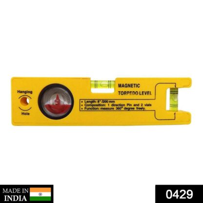 8-inch Magnetic Torpedo Level with 1 Direction Pin, 2 Vials and 360 Degree View - Image 2