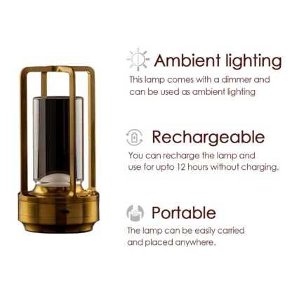 Crystal Lantern Lamp, Crystal Lantern Table Lamp, 3 Colors Rechargeable Cordless Led Lights for Restaurant / Bedroom Lights (1 Pc) - Image 7