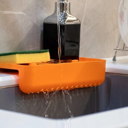 MULTI FUNCTIONAL DRAINER SHELF SINK STORAGE HOLDER Sink Colander Strainer Basket (1 Pc) - Image 3