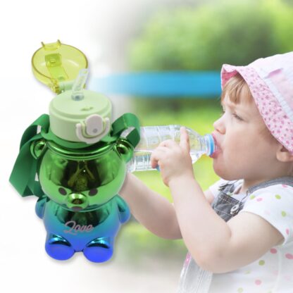 Cute Plastic Water Bottle, with adjustable shoulder strap and stickers, portable drinking cup Water Bottle For Kids | Water Bottle | Return Gift For Kids | Water Bottle With Straw | School Water Bottle (1 Pc) - Image 5