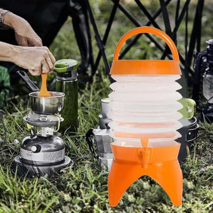 Plastic Collapsible Beverages Container with Tap Cold Drink Dispenser Folding Water Storage Water Jug Tank for Home and Outdoor Party Traveling Picnic (3.5 Litter/ Multicolor) - Image 6