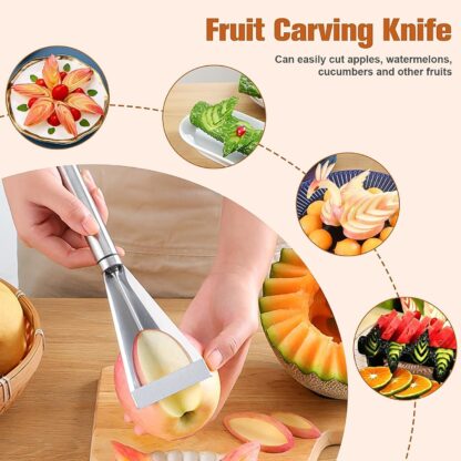 Stainless Steel Fruit Carving Knife - V Shape Channel Knife Tool (1 Pc) - Image 7