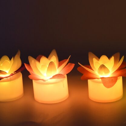 Decoration Candles/Led Diwali Decor Lotus Flower Candle (5 Pc) - Image 2