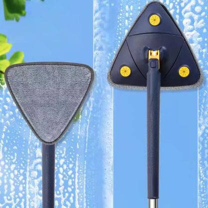 Rotatable Adjustable Triangle Cleaning Mop Triangle Mop with Stainless Steel Long Handle Push-Pull Squeezing Cleaning Mop Dry & Wet Mop for Floor Windows (1 Pc) - Image 6