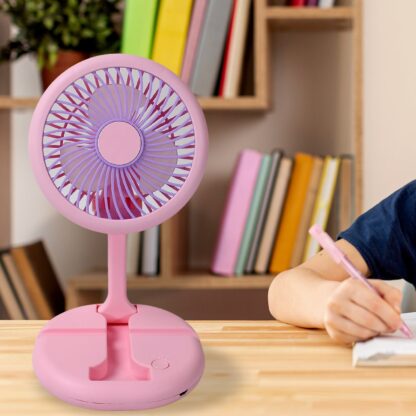 USB Rechargeable Portable Fan With LED Light Heavy Duty & Foldable Fan With Charging Port Home, Outdoor, Temple - Image 6