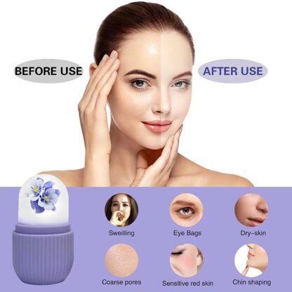 BEAUTY ICE ROLLER FOR FACE MASSAGER & EYE REUSABLE FACE ROLLERS FACIAL ROLLER ( Purple Color) - Image 9