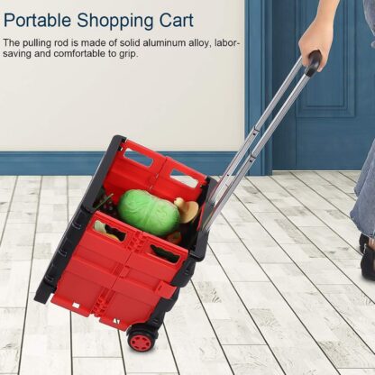 Foldable Shopping Grocery Trolley / Cart Travel Portable Food Basket (1 Pc) - Image 6