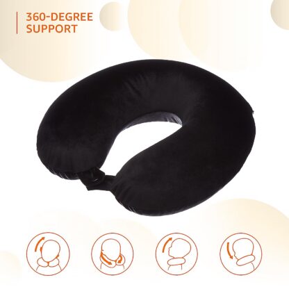 8512 3 in 1 Comfortable Travel Sleeping Kit, Neck Pillow, Eye Mask & Ear Plug Set Inflatable Plane Sleeping Pillow Head Neck Support Pillows for Travel Airplane Office, Black - Image 6