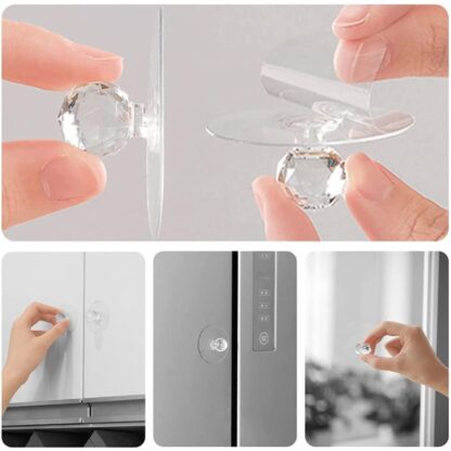 Clear Cabinet Drawer Knobs / Hook, Diamond Crystal Shaped Pulls Handles for Wardrobe, Kitchen, Cupboard, Bathroom Dresser, Furniture Door Window (1 Pc) - Image 3