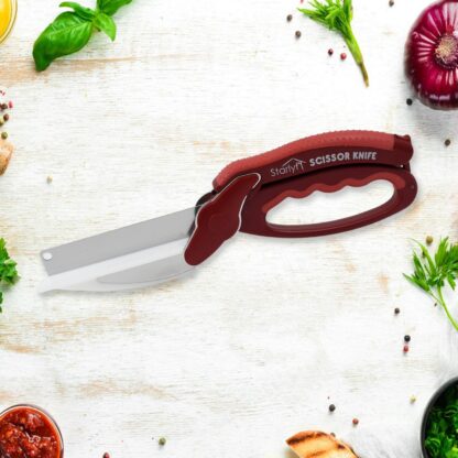 2 in 1 Kitchen Knife Scissor with Spring Locking Hinge and Chopping Board (1 Pc / With Card Packing) - Image 6