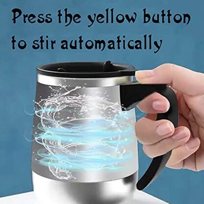 Self Stirring Mug With Lid used in all kinds of household and official places for serving drinks, coffee, any types of beverages etc. (1 Pc / 400 ML) - Image 6