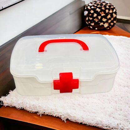 3 Compartment Medical Box, 1 Piece, Indoor Outdoor Medical Utility, Medicine Storage Box, Detachable Tray Medical Box Multi Purpose Regular Medicine, First Aid Box with Handle, Transparent Lid & Color Box  - Image 6