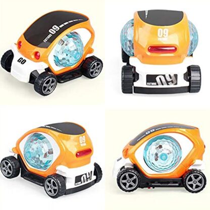 Plastic 360 Degree Rotating Stunt Car Toy for Kids - Bump and Go Action with 4D Lights and Music, Plastic Mini Car with Disco Ball (1 Pc / Battery Not Included) - Image 6