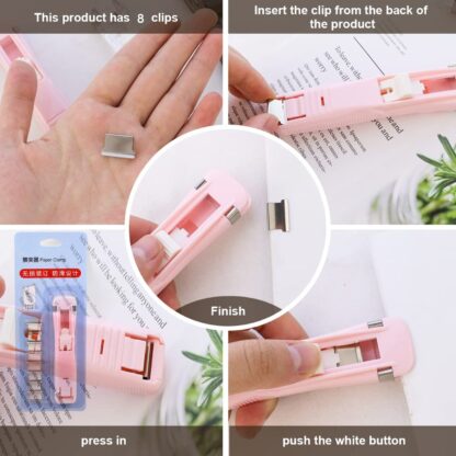 Portable Paper Clamp With 8 Pcs Clip Dispenser Handheld Paper Fast Clam (1 Set) - Image 4