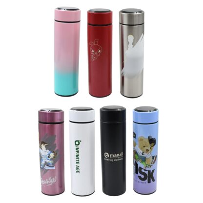 Printed Smart Vacuum Insulated Water Bottle with LED Temperature Display (1 Pc / 500 ML Approx / Multicolor / Mix Design ) - Image 5