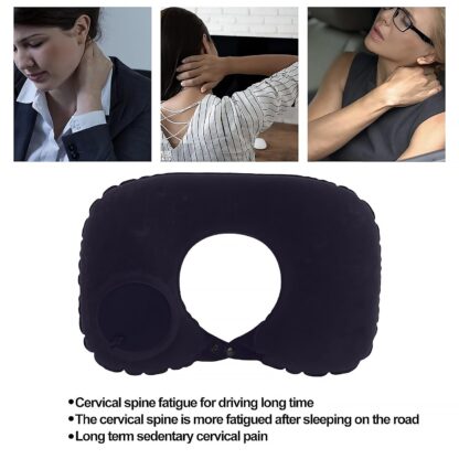 8512 3 in 1 Comfortable Travel Sleeping Kit, Neck Pillow, Eye Mask & Ear Plug Set Inflatable Plane Sleeping Pillow Head Neck Support Pillows for Travel Airplane Office, Black - Image 7