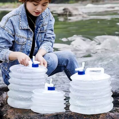 Outdoor Camping Collapsible Portable Water Container with Carry Handle Tap Valve Large Food Grade - Image 3