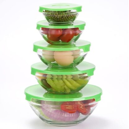 Stackable Glass Mixing Bowls with Lids