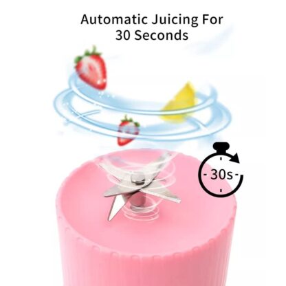 BLENDER PORTABLE JUICER FOR SMOOTHIE , JUICE , VEGETABLE SHAKES WITH 6 BLADES WIRELESS CHARGING MINI PERSONAL SIZE MIXER BOTTLE GRINDER, 420 ML MULTICOLOR - Image 5