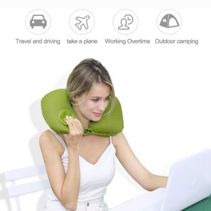 Inflatable & Foldable, Pillow U Shape Air Cushion Travel Pillow, Travel Business Trip Neck Pillow for Long Trips, Ideal for Men & Women Portable, and Perfect for Backpacking, Car Camping, and Even Airplane Travel - Image 7