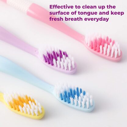 2-in-1 Tooth Brush with Tongue Scraper, Soft Bristle & Long Handle (8Pcs) Soft Toothbrush - Image 7