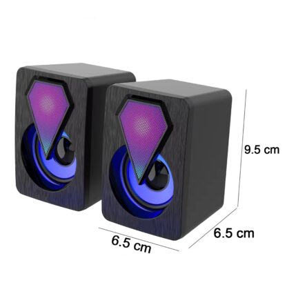 RGB Desktop Speakers, Plug, and Play USB Powered Speaker (2 Pc Set) - Image 6