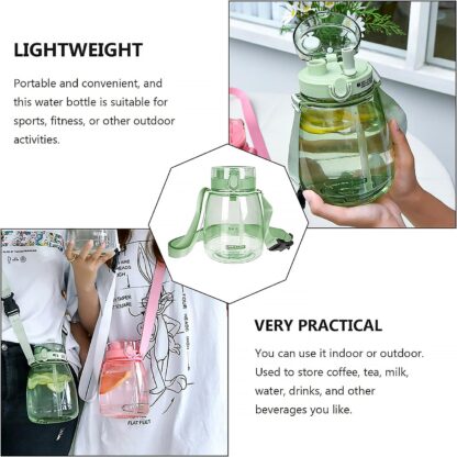 Insulated Water Bottle Portable Water Bottle With Strap, Sticker and Straw Cute Outdoor Sports Bottle For Water Travel Drinkware Jug Travel Water Bottle large Capacity Water Jug, Gym / Kid / Outdoor Sport / Campus, Fashionable (1300 ML Approx) - Image 8