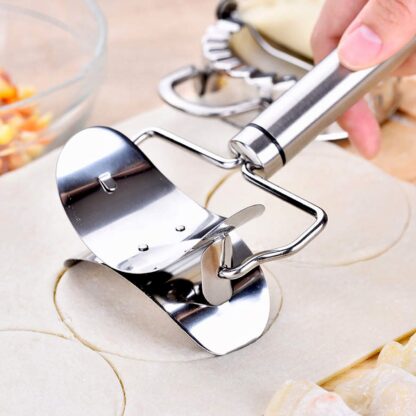 Multifunctional Easy and Fast Stainless Steel Puri cutter roller Machine with Handle for Home Baking Tools for Women, Dough Circle Roller Cutter for Kitchen (1 pc) - Image 4